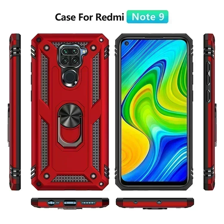 Armor Shockproof Phone Case For Xiaomi Pocophone Poco X3 NFC Redmi Note 9 9S Pro MAX Anti-Fall Finger Ring Holder Magnetic Cover