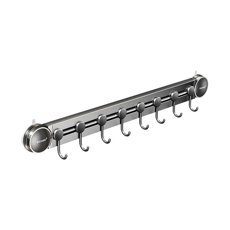 Picture 6: Wall Mounted Suction Kitchen Hooks No Drilling Hanging Bar Storage Rack For Kitchen Spatula Spoon Organizer