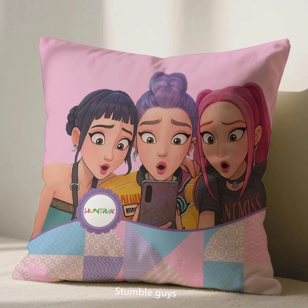 Kpop شيطان الصيادين المخدة أنيمي 45X45cm غطاء وسادة أريكة لمحبي
