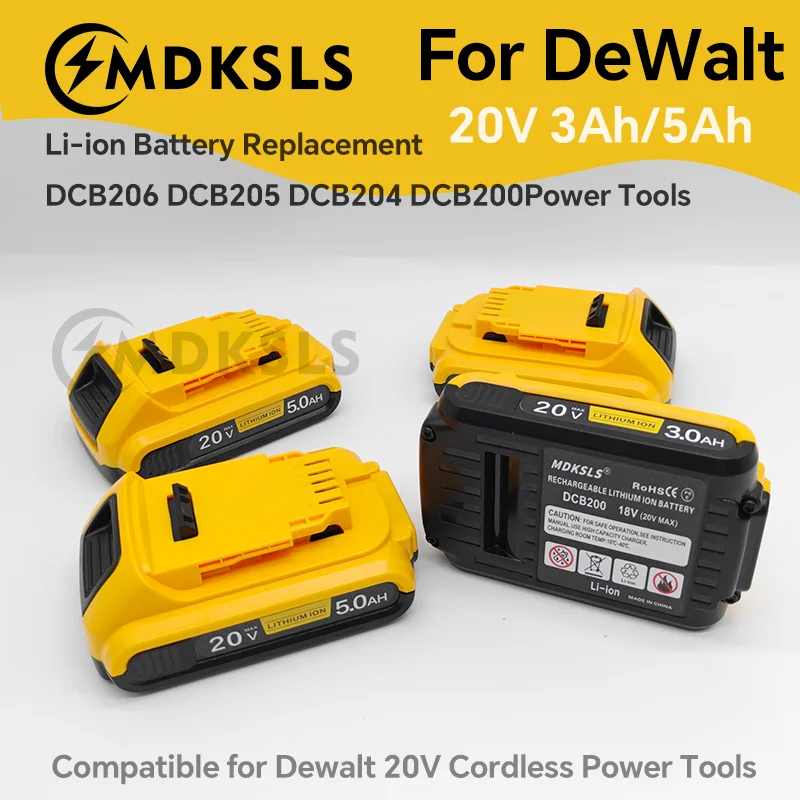 For DeWalt 18v 20V Max Lithium Ion Batteries 20V 3Ah/5Ah DCB203 Li ion Battery ReplacementDCB206 DCB205 DCB204 DCB200Power Tools