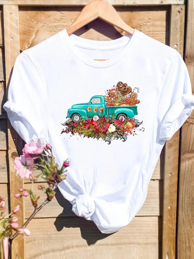 

Женская футболка с рисунком Счастливого Рождества, праздничная одежда, красивая Праздничная трендовая рубашка 90-х, 2025, новогодние футболки, футболка с графическим рисунком