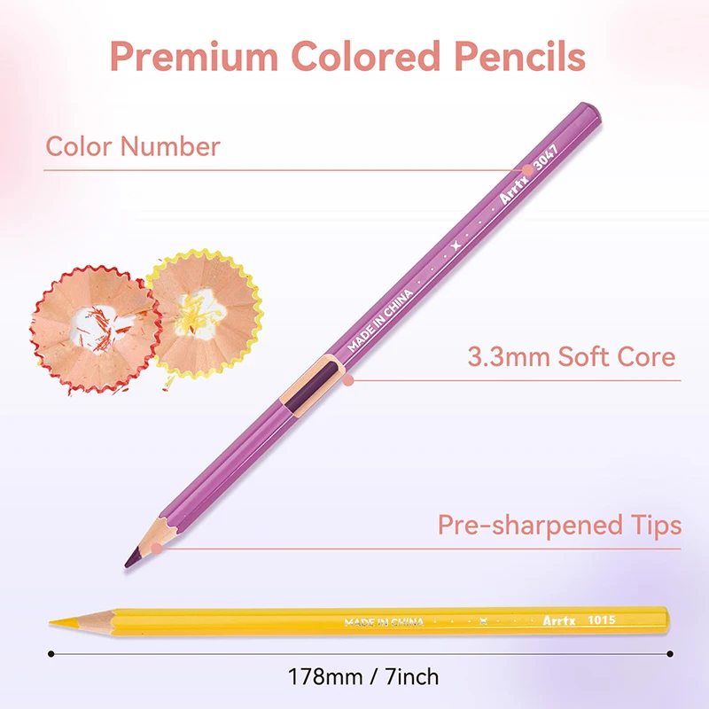 New Arrtx 180 Colored Pencil Set Soft Core for Artists Beginners Adult Color Drawing Blending Shading Sketching