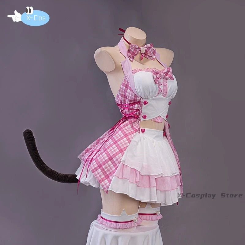 Game Cosplay Dress Suit Sexy Cat's Costume With Cat Tail Anime Set Cute Game Cosplay Chocolate ＆ Vanilla Maid Outfit Service Set