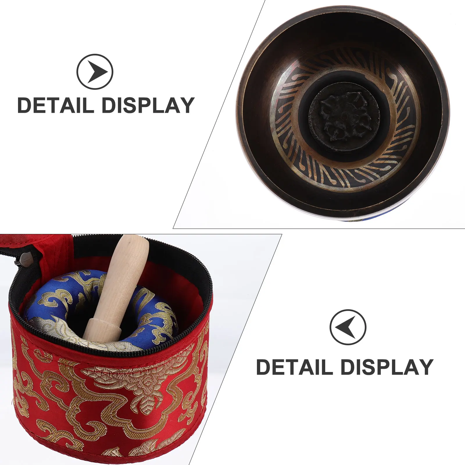 

1 Set Tibetan Singing Set Meditation Bowl With Cushion Mallet Healing Relaxation For Home Yoga Practice Clear