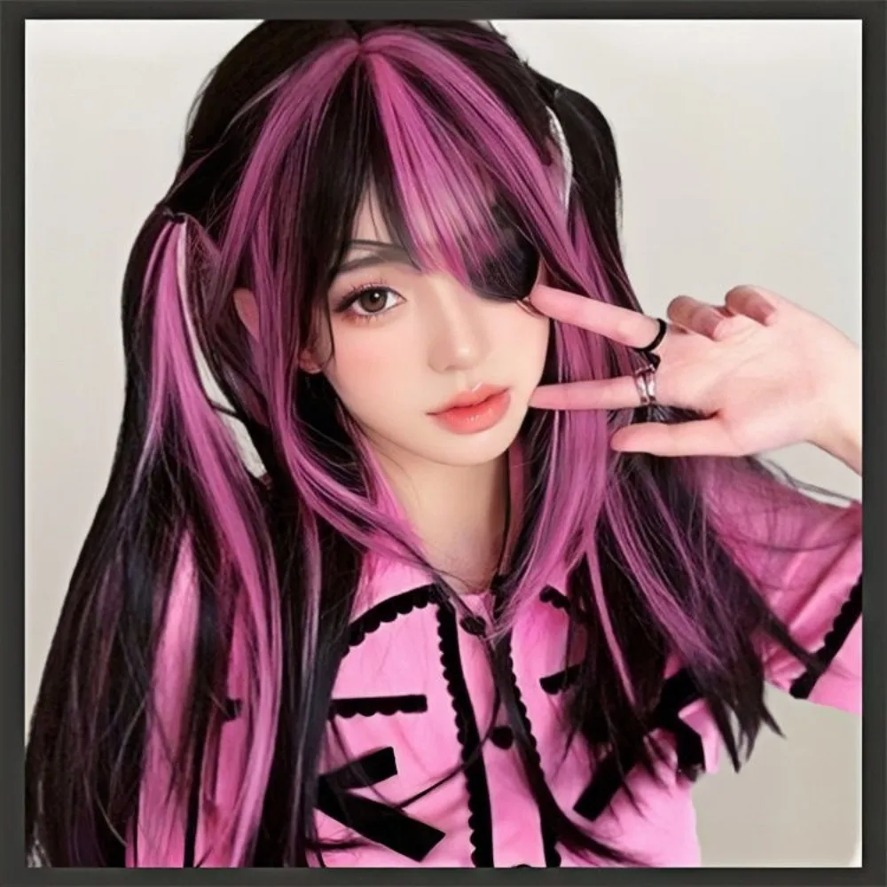 Anime Cosplay Pruik - Gothic Lolita Volledige Hoofdpruik met Roze Ombre Hoogtepunten, 2025, Nieuwe Kawaii Haar Halloween Kostuum Accessoire