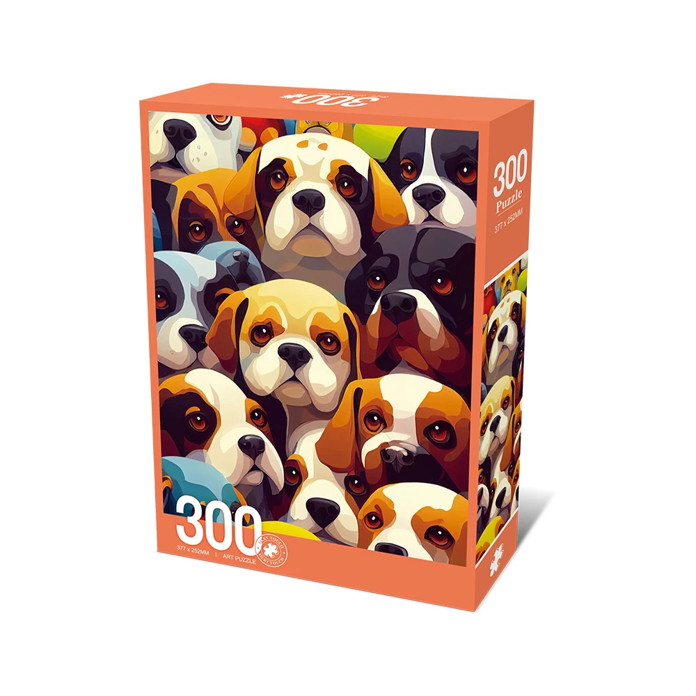 Puzzles für Erwachsene/Kinder, 300 Teile, Gruppe, niedliche Hunde, Puzzles, Familienspiele, Spielzeug für Zuhause, Kunstdekoration, 15 x 10 Zoll