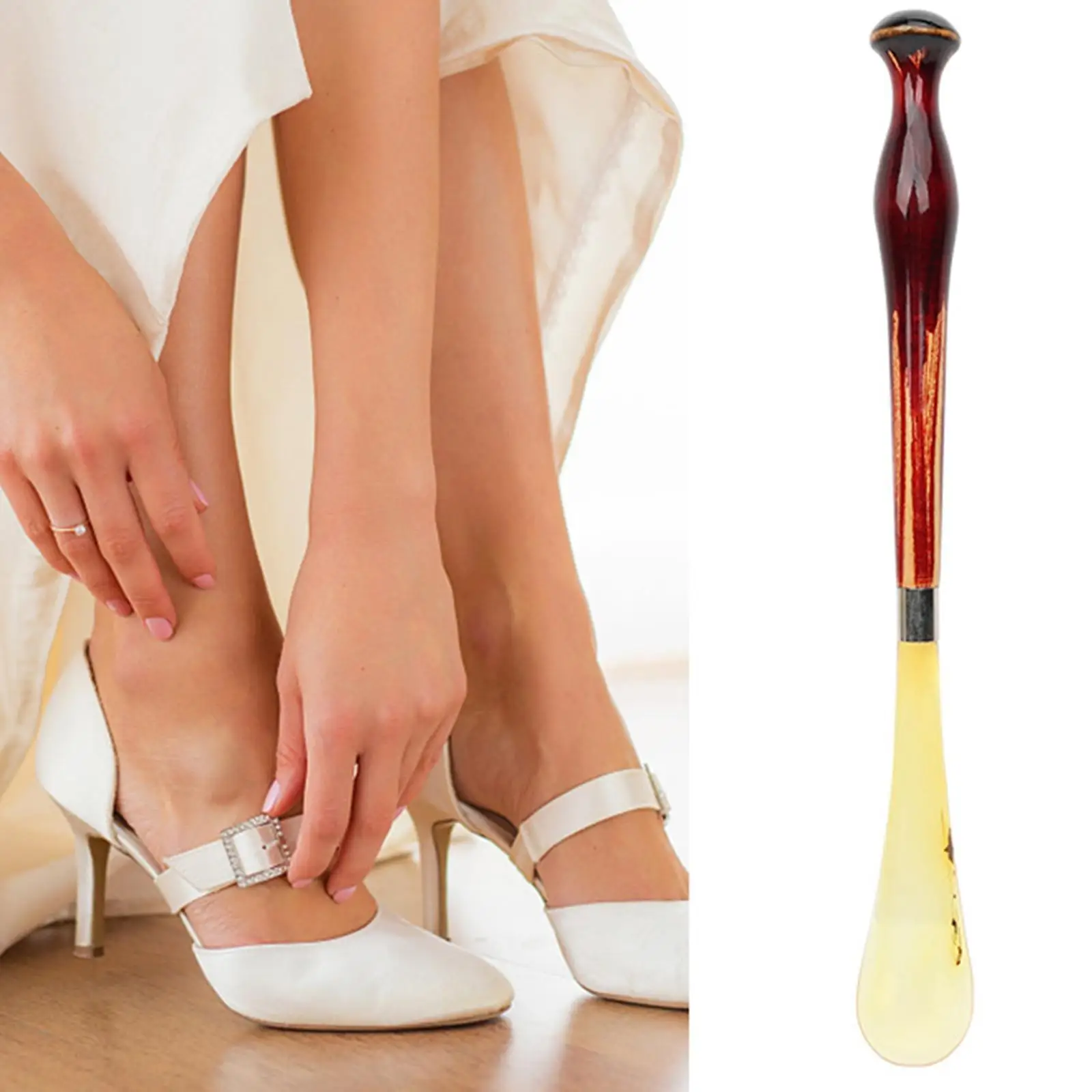 

Wood Shoe Horn Long Handle Shoes Lifter Shoe Spoon for Kids Seniors Adults