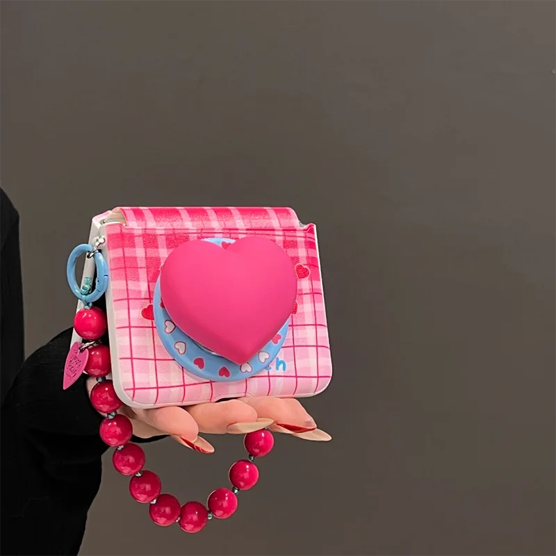 

Cute Magnetic Stand Cover for Xiaomi Mix flip/Xiaomi Mix flip2 Case kawaii 3d Heart Style leather Phone Protective Shell