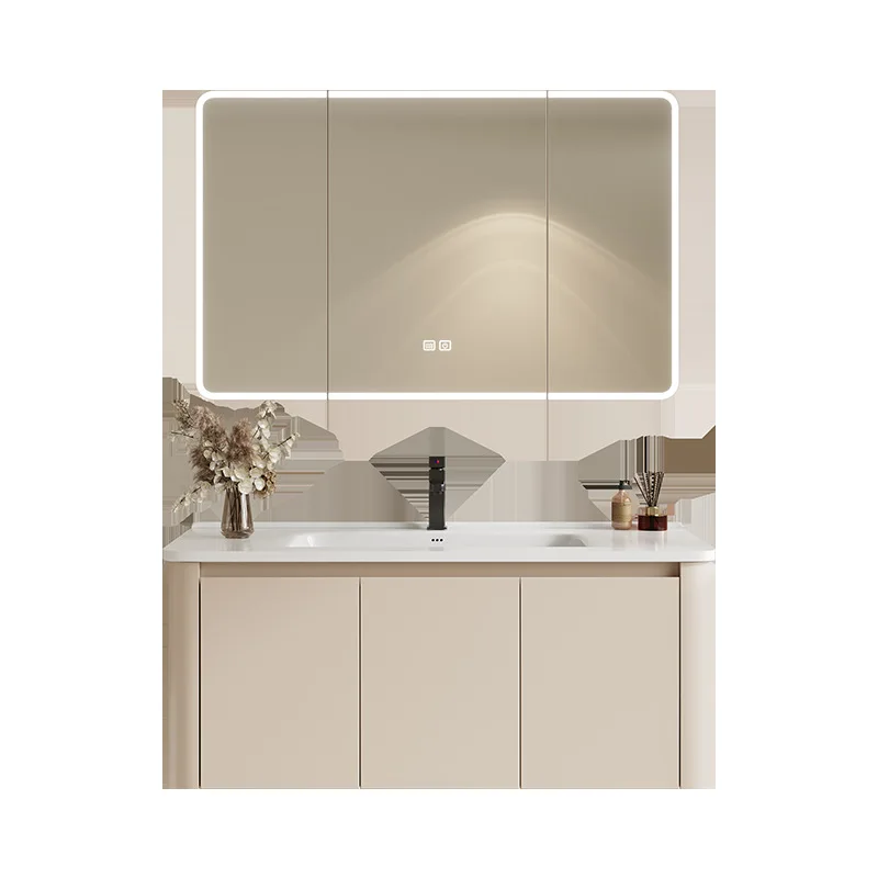 

Cream wind side cabinet, integrated ceramic, bathroom washbasin