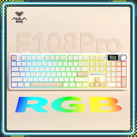 AULA F108 Pro Gaming Keyboards RGB Hot Swap Wireless Bluetooth Tri-Mode Custom Mechanical Keyboard PC E-sports Accessories Gifts