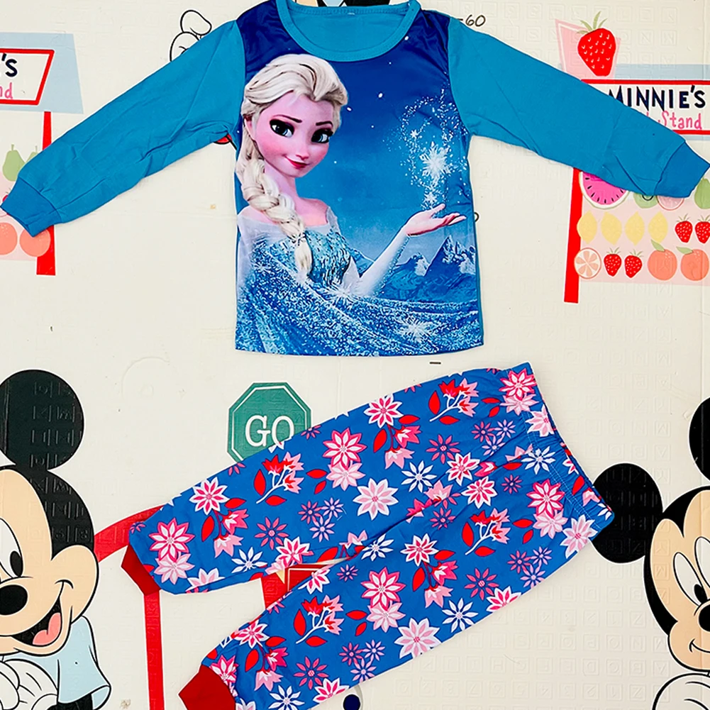 Pijama de manga comprida do Homem-Aranha infantil, super-herói, Anna, Elsa, crianças, meninos, meninas, presente de Natal, 2-7T