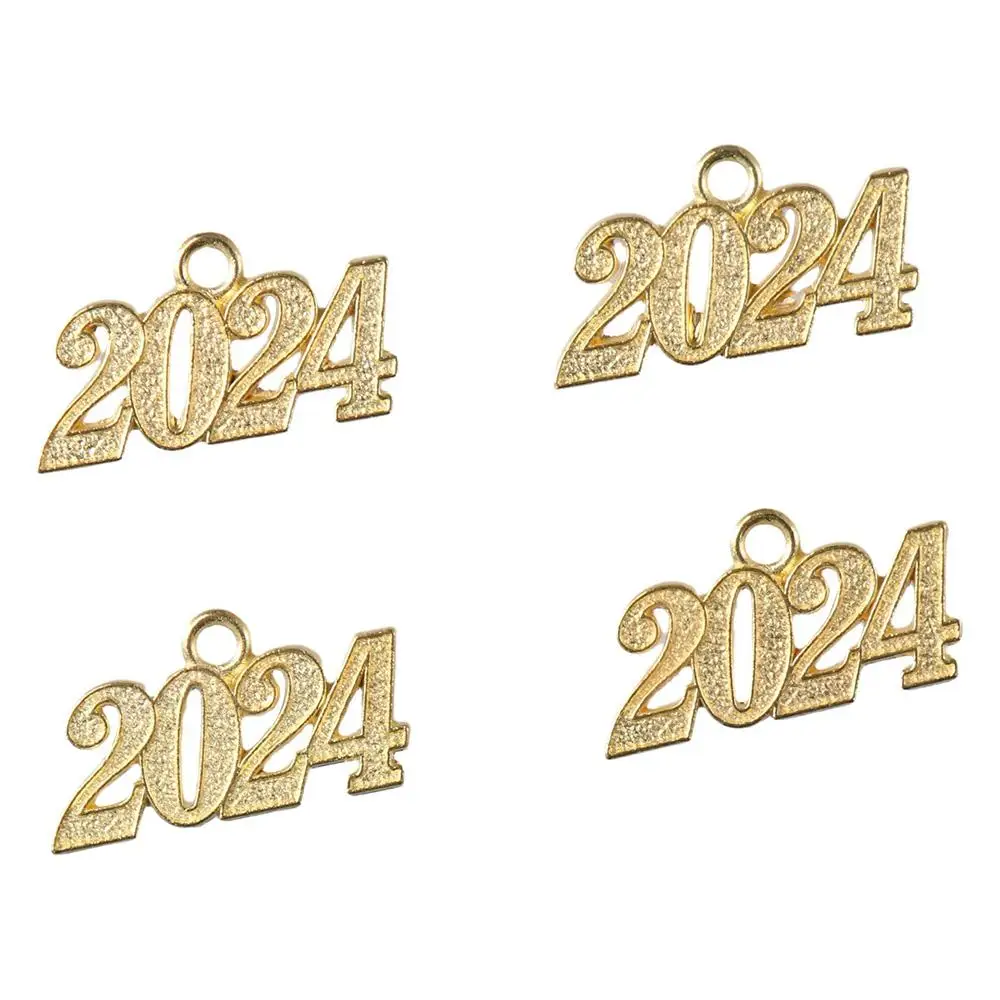 50Pcs Golden 2024 Graduation Charms DIY Graduation Cap Charms Tassel Charms New Years