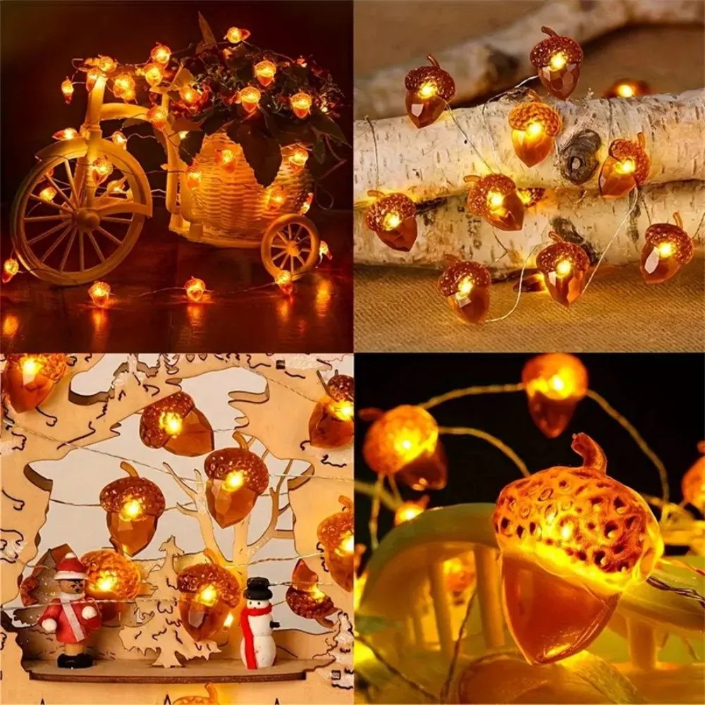 1PC 2M20LED Pinecone Battery Box Light String,suitable for autumn home decor,party,indoor room and holiday corridor decoration