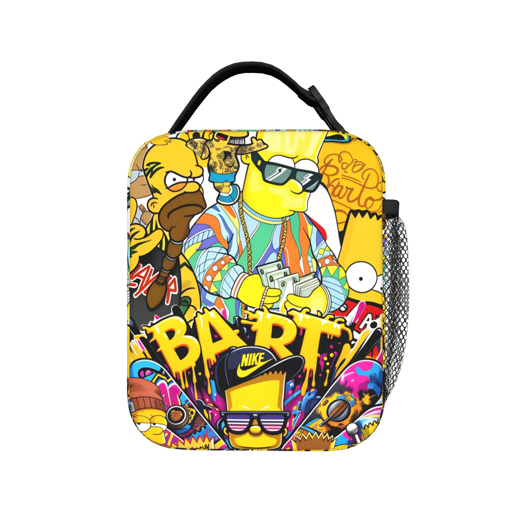 S-Simpsons Bart Hip Hop Style Lunch Bag  Fun Lunch Box For Adult Office Portable Cooler Bag Oxford Print Tote Food Bags