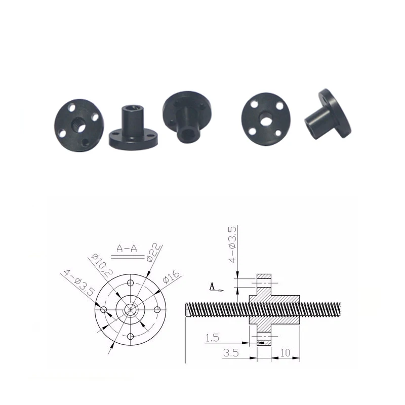 T6 T8 T10 T12 Screw Z Axis Trapezoidal Nut Plastic POM Nut T8 pitch 1mm 2mm lead 1 2 4 6 12mm For 3D Printer Accessories 