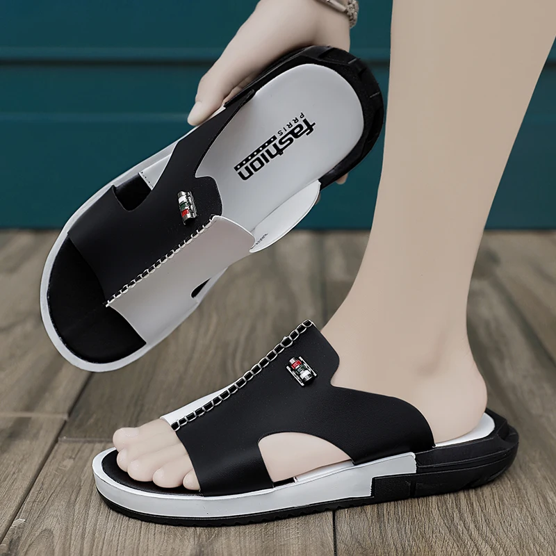 2023 Summer Men Shoes Sandals Comfortable Slip-on Casual Sandal Fashion Shoes Men Slippers Personality Double color blocking