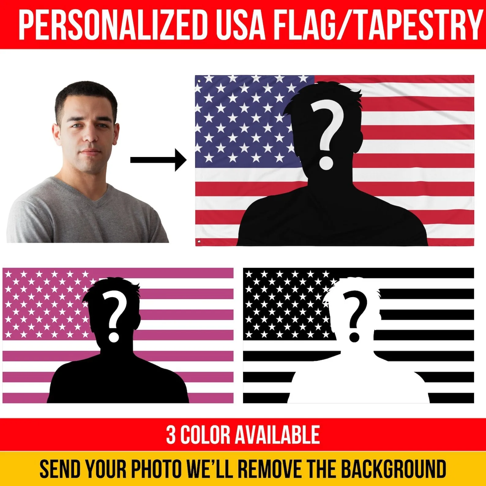 Custom Pink American Flag 3x5ft 2x3ft Personalized Tapestry Patriotic Custom Banner for Dorm Living Room Bedroom Wall Decor