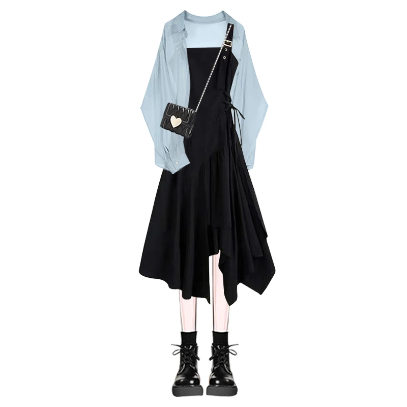 Ensemble de tenue d'été Anti-Uv pour femmes, Ele Age-Defng irt et Design Sense Strap Dr, ensemble deux pièces, jupe longue de printemps