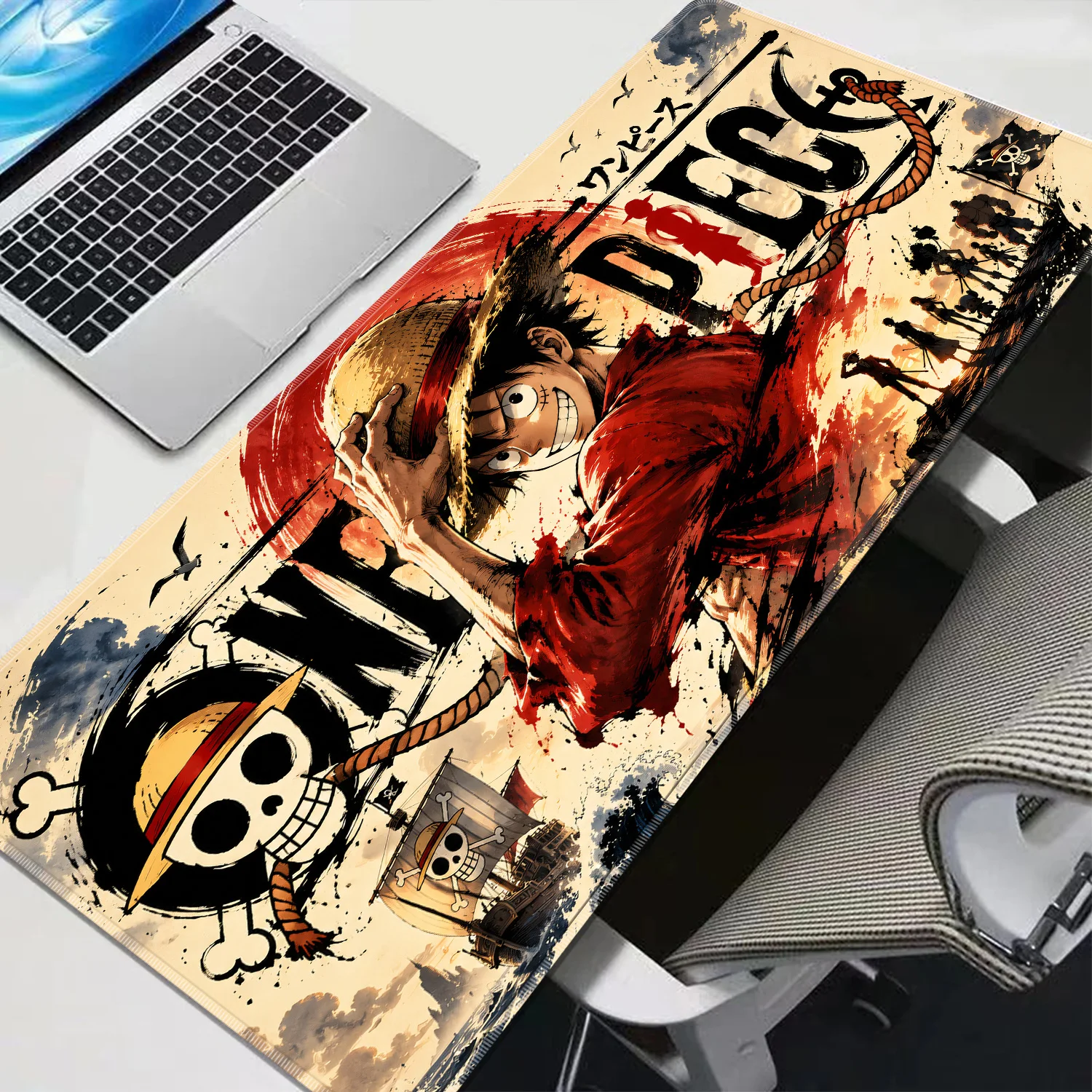 XXL O-One P-Piece Luffy Gaming-Mauspad Gamer Home Computer HD-Mauspad Cooles Tastaturpad Rutschfeste Büro-Gummi-Mausmatte Groß