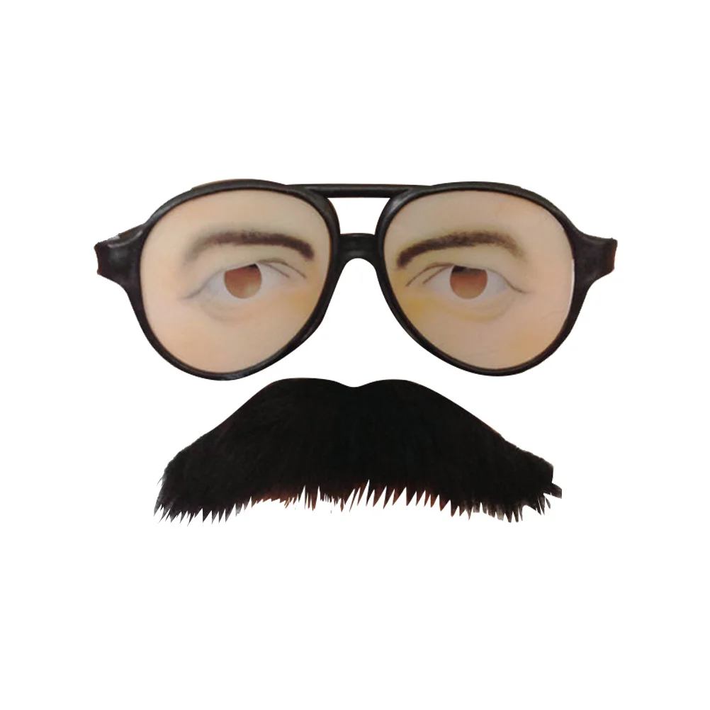 

Pair of Cool Big Frame Glasses and Stick on Mustache for Prank Costume Party Masquerade April Fools Day Fun gifts