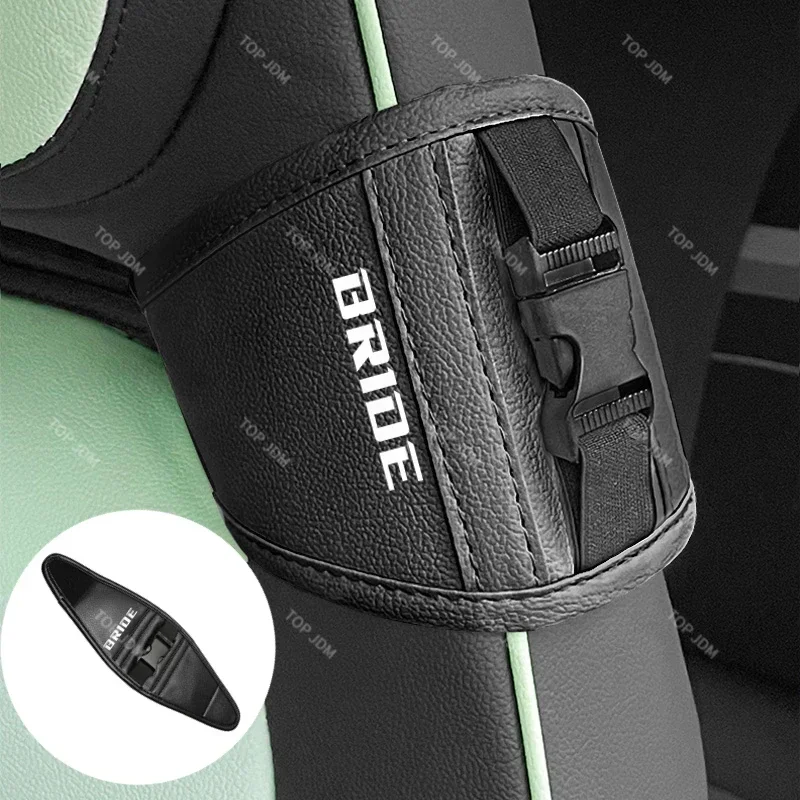 JDM PU Leather Racing Bucket Seat Belt Guide Holder Protector Genuine for BRIDE RECARO SPARCO OMP Racing Car Seat Belt Fixed 