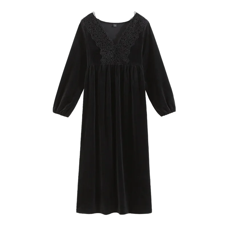 Women Sexy V-Neck Long Nightgowns Winter Warm Velvet Loose Nightdress Plus Size Casual Ankle-Length Nightie Loose Sleepwear