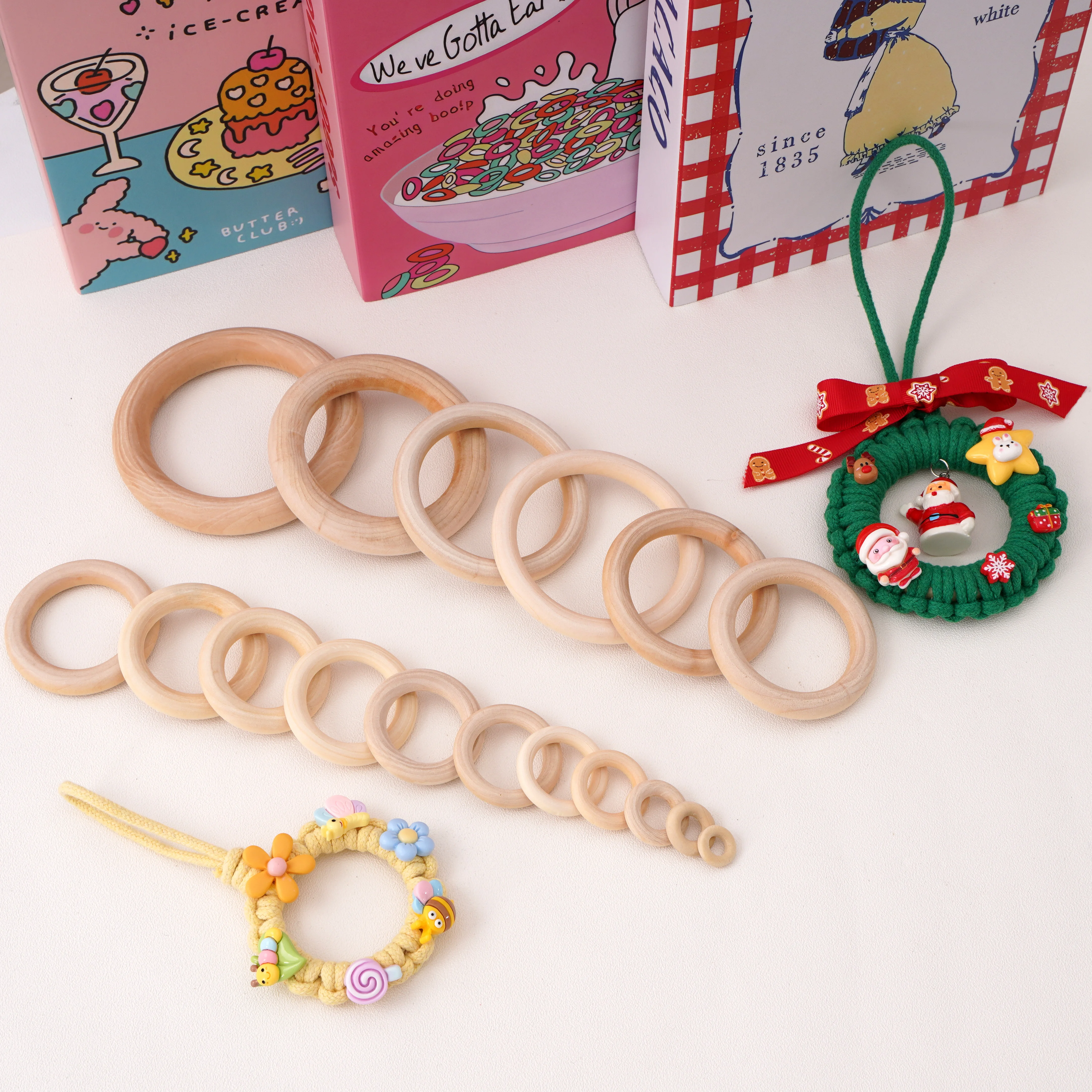 

1-10Pcs/lot 15-100mm Natural Solid Wooden Rings For Jewelry DIY Crafts Wood Hoops Ornaments Connectors Handmade Findings