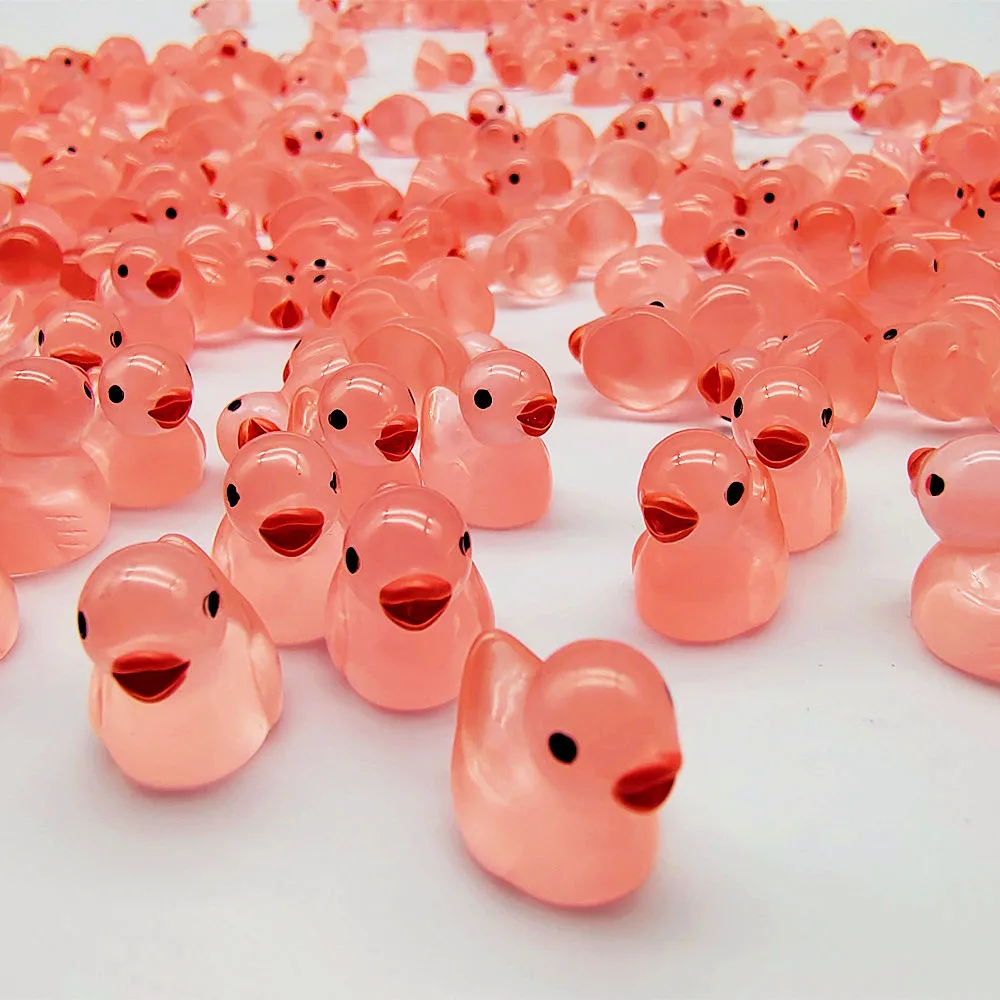 50Pcs Mini Ducks Luminous Rose Red Duck Micro Animals Home Decor Accessories Micro Landscape Decoration Glowing Accessories