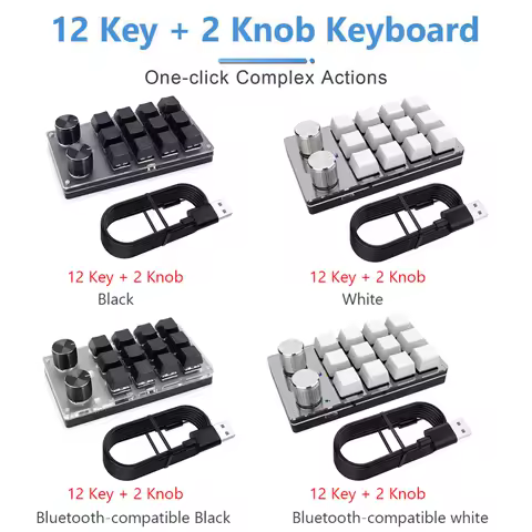 12 Key 2 Knob Macro Keyboard Mechanical Keyboard Hot Swap Custom Keypad One-handed Keypad Mini Gaming Keyboard Mini Keyboard