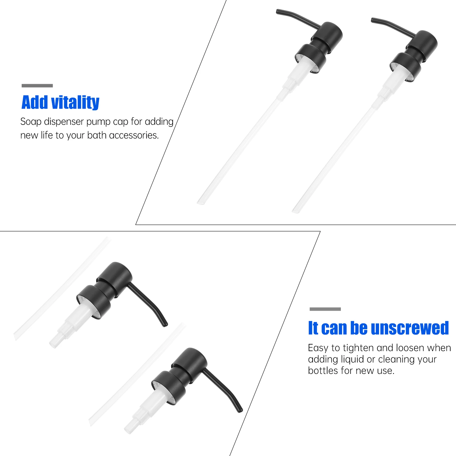 

2pcs Plating Pump Head Soap Dispenser Glass Soju Bottle Toiletries Pumps Lotion Bottle Pump Replacement