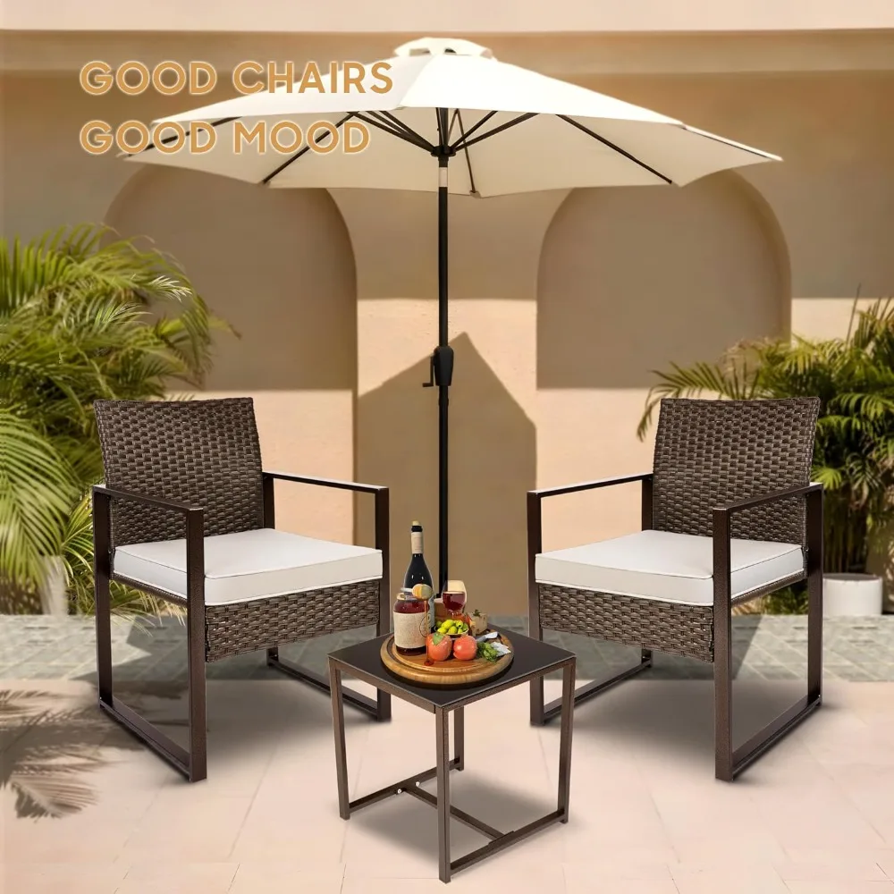 

Patio Furniture Set, 3 Pieces, Garden Conversation Bistro Sets with Coffee Table, Patio Furniture Set