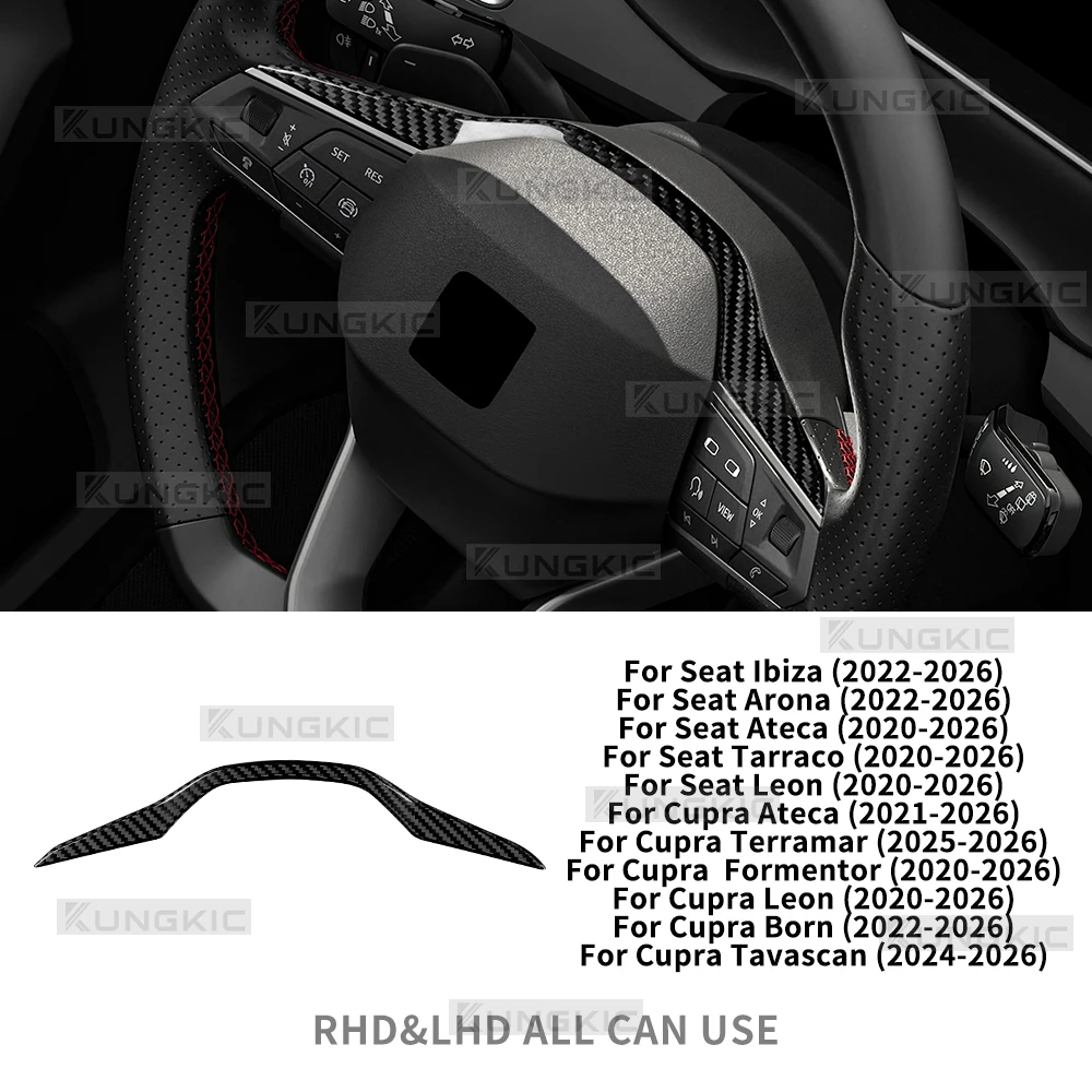 Real Dry Carbon Fiber Trim Voor Seat Cupra Formentor/Cupra Leon (2020 2021 2022 2023 2024 2025 2026),Cupra Ateca (2021-2026),For Cupra Terramar (2025-2026) Auto Stuurwiel Frame Decor