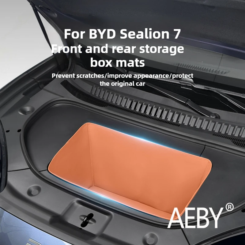 

AEBY For BYD Sealion 7 2024 Leather Waterproof Front Storage Mat, Anti-Slip Dustproof Cargo Tray Liner, Car Trunk Organizer