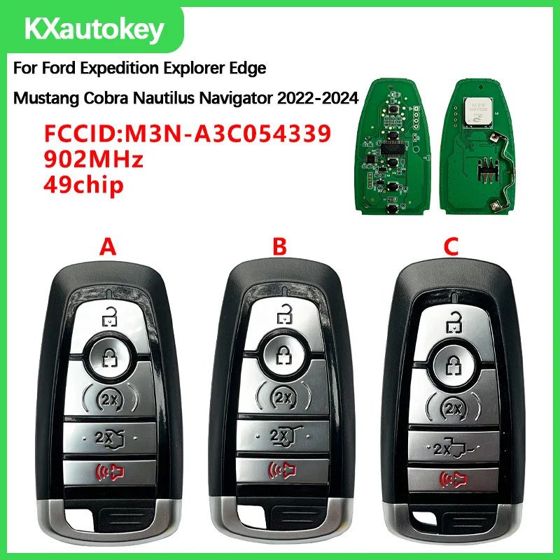 

KXK018015 For Ford Expedition Explorer Edge Mustang Cobra Nautilus Navigator 2022-2024 FCCID M3N-A3C054339 Full Set Key For Ford