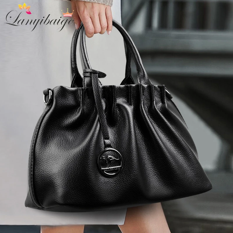 Luxury 100%Cow Leather Women Shoulder Bag Fashion Solid Color Genuine Leather Handbag 2023Brand Female Crossbody Bag Ladies Tote