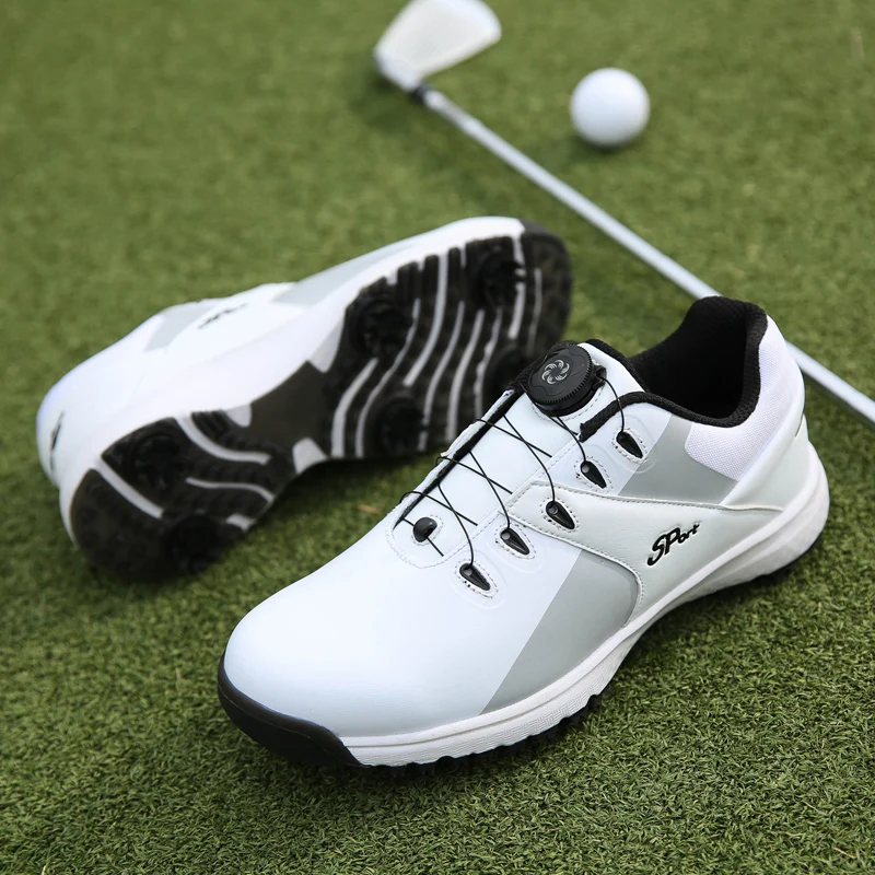 New Professional Golf Shoes Unisex Brand Leather Golf Sneakers Grass Non-Slip Walking Shoes Mens  Waterproof Golf Shoes White