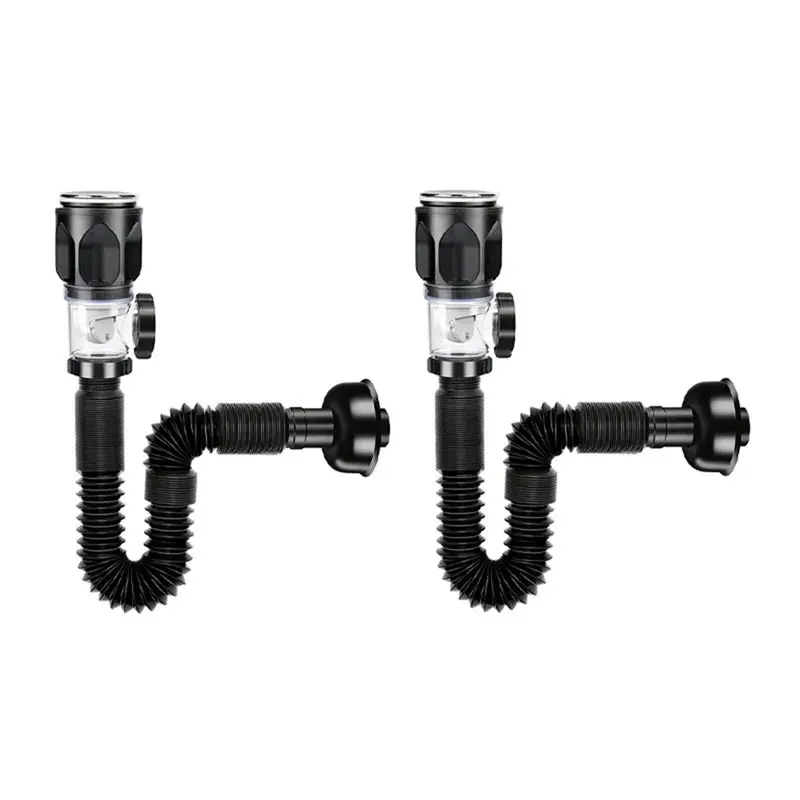 

AUAU-Flip-Top Kitchen Sink Drain Retractable Deodorizing Filter Flexible Downspout Bathroom Sink Anti Clogging 2PC