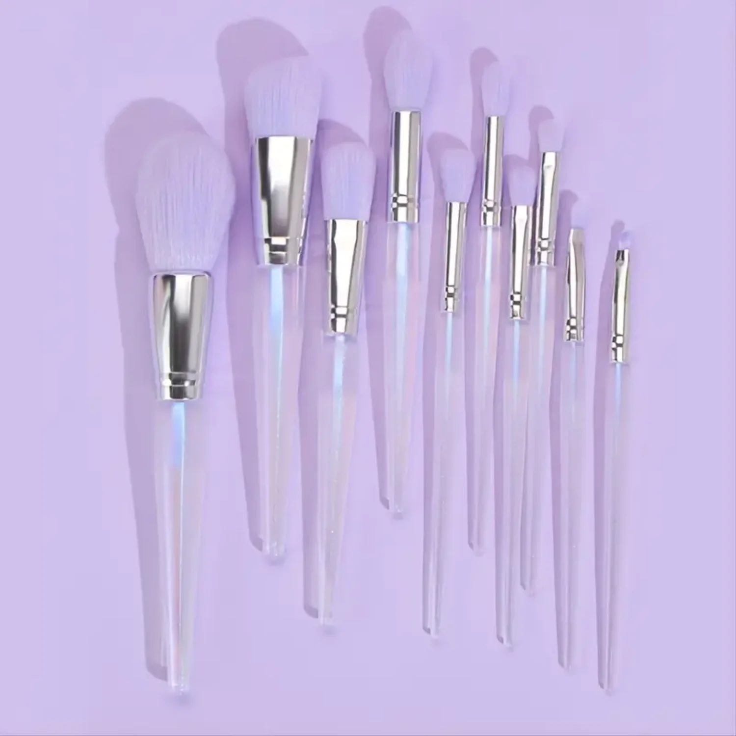 Moonlight Purple 10 PCS Professional Makeup Brushes Set for Flawless Foundation, Powder, and Blush Application Travel makeup Bag