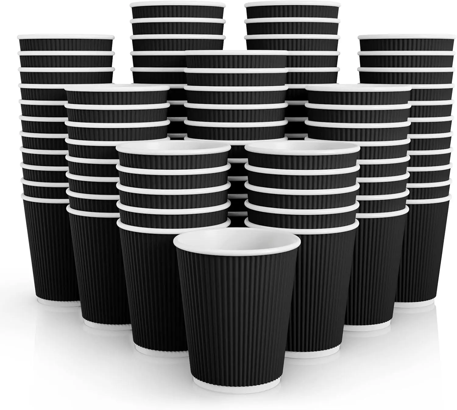 

120 Pack 8 oz Paper Coffee Cups, Disposable Coffee Cups, Black Hot Beverage Cups with Ripple Wall Design, Hot Beverage C