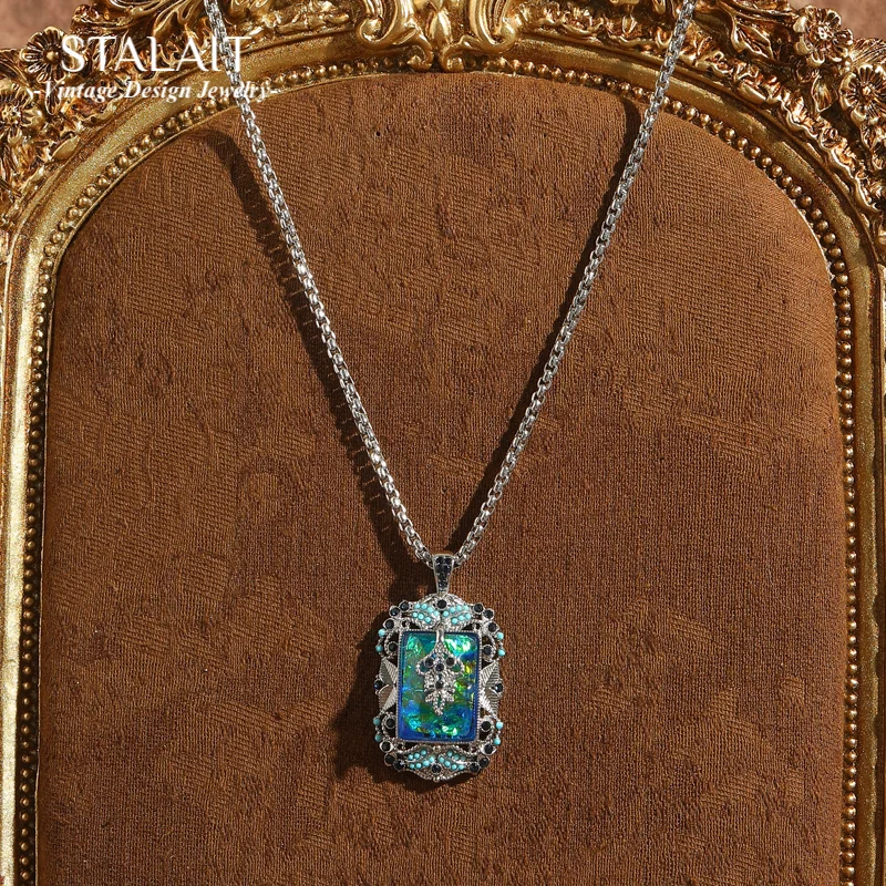 

Vintage Abalone Shell Necklace Colorful Blue Pendant Palace Style Summer Jewelry Bohemian Accessories For Women 2025 New In