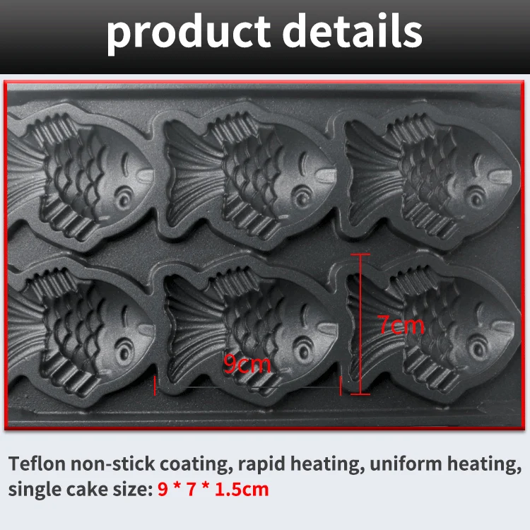 

6 Molds Non-stick Taiyaki Fish Waffle Maker XEOLEO