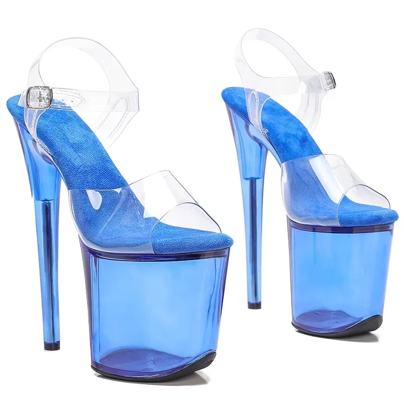 

Sexy Lady 20cm/ 8inches With Shiny PVC Starp Small Open Toe Platform High Heel Sandals Pole Dance Shoes 134