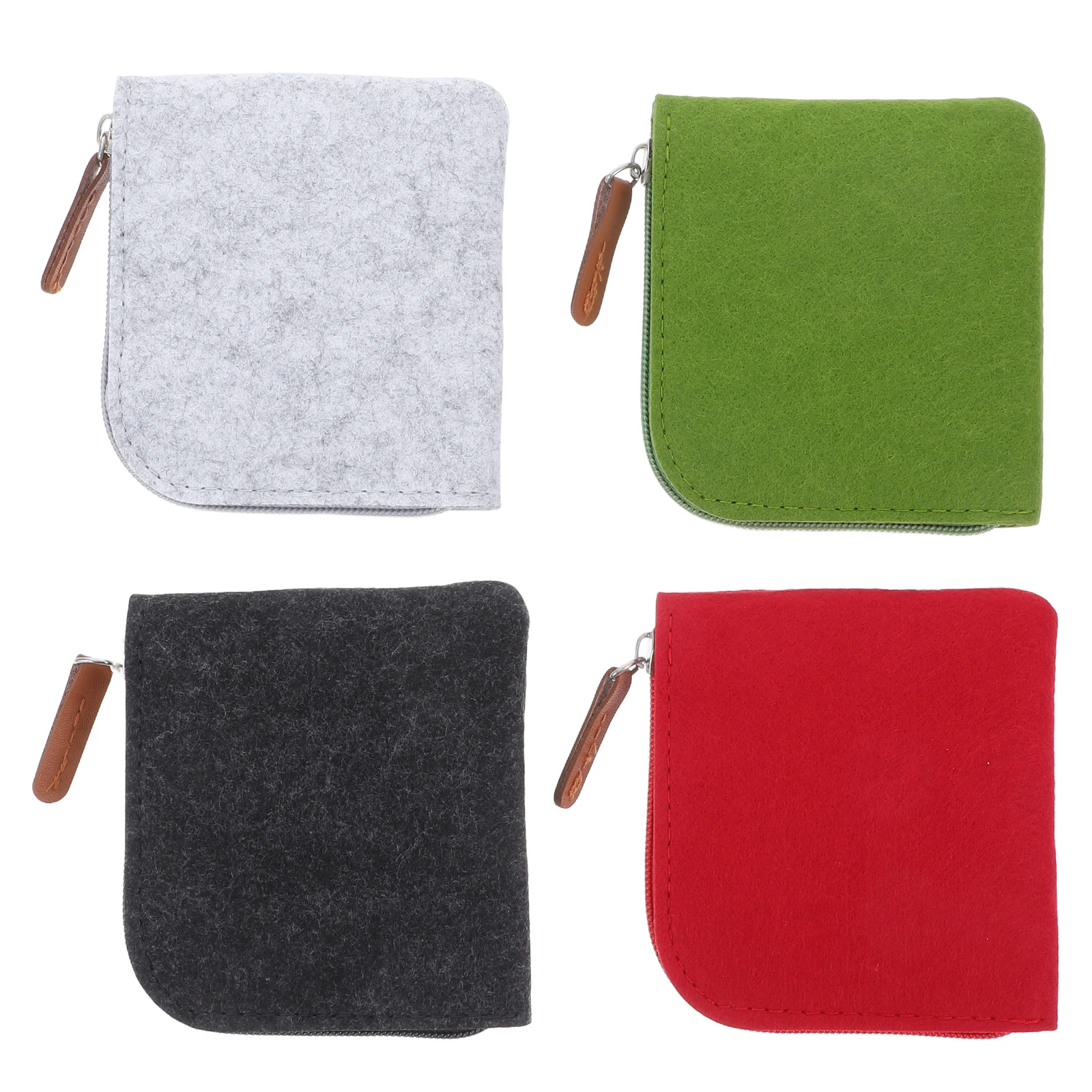 

4 pcs Felt Coin Purse Mini Wallet Girls Zippered Bag Smooth Waterproof Durable Pouch For Coins Change Small Purse