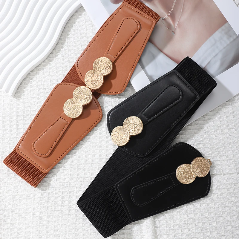 Belt female 2024 new model Internet celebrity decoration senior sense with a suit waist elastic and niche wide belt