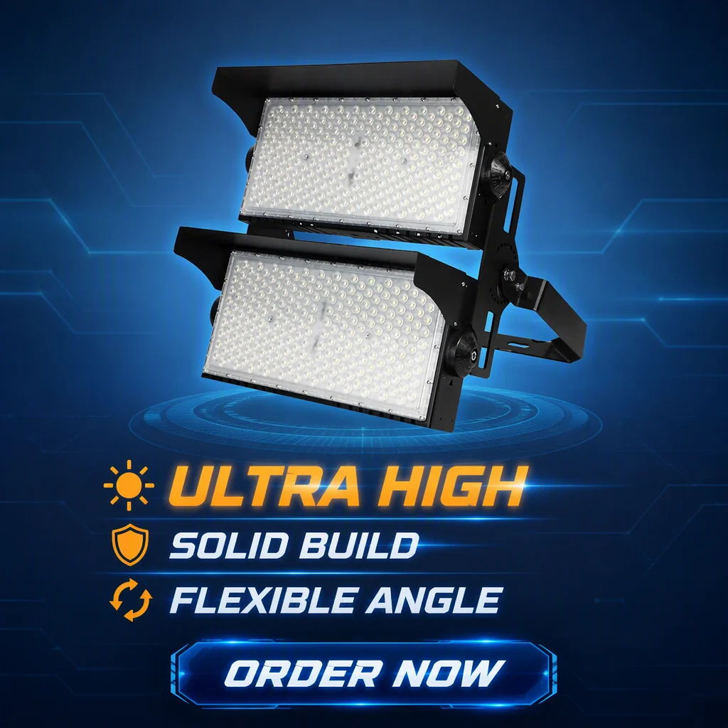 Feilong 1000Watt IP65 Waterproof LED Stadium Flood Light High Mast Die-Cast Aluminum 30/60/120 Beam Angle AC100-305V 5-Year