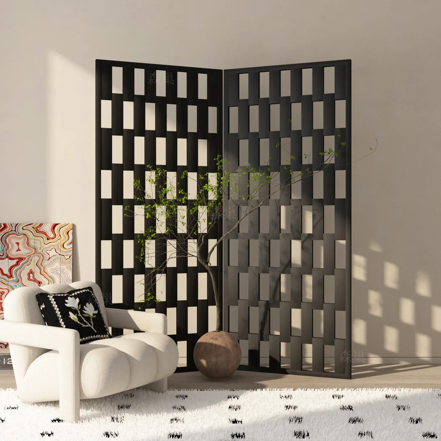 French retro partition screen living room entrance mobile folding medieval art decorative baffle modern simple light luxury