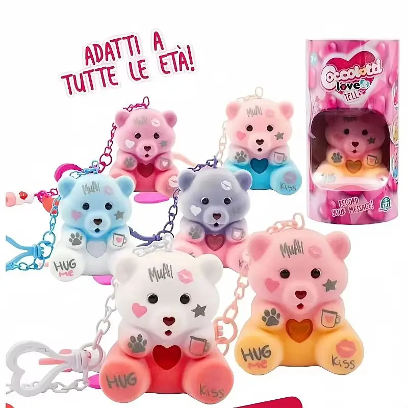 Porte-clés mignon en peluche avec pendentif pour fille, câlin, tétine, ours en peluche, enregistrement, lueur, boîte ennemi, cadeau de jour Leon, chaud, nouveau