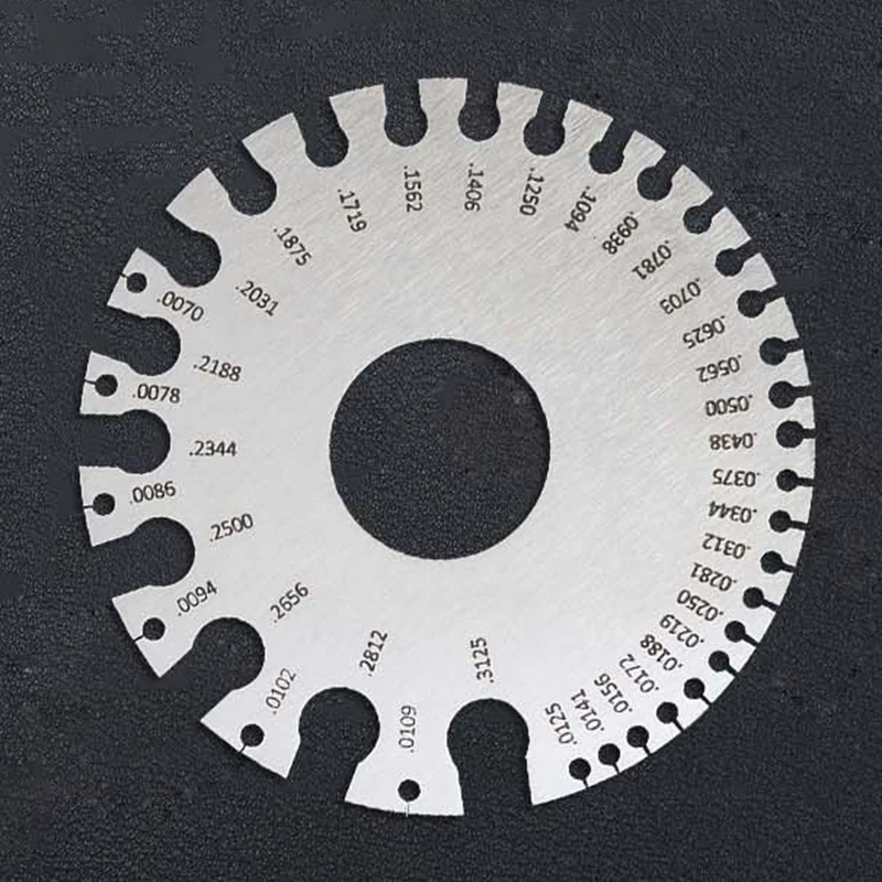 0-36 Round AWG SWG Wire Gauge spessore righello calibro diametro strumento misuratore in acciaio inossidabile