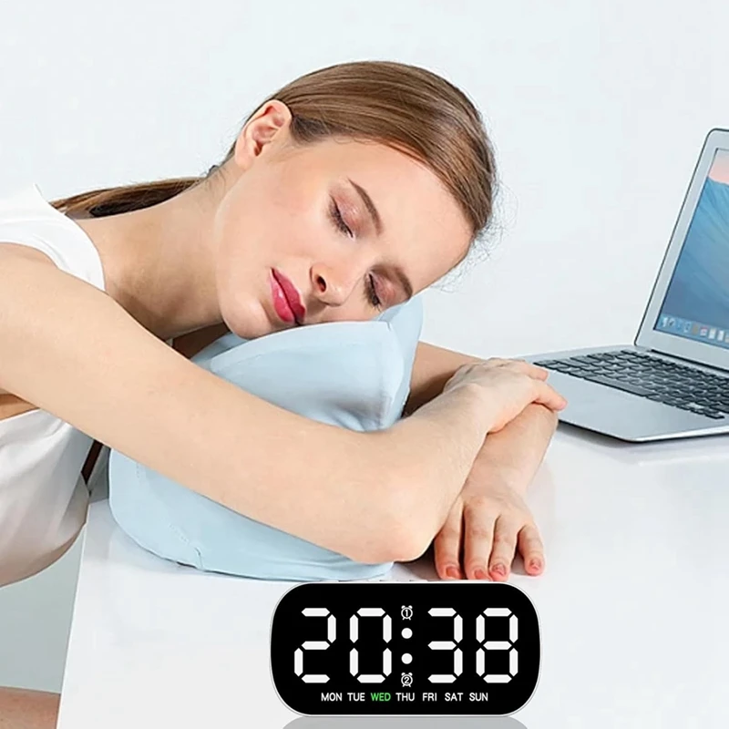 Electronic Time Clock - Portable LED Alarm, Multifunctional Table Timer Compact Bedside Display Clocks-A57M