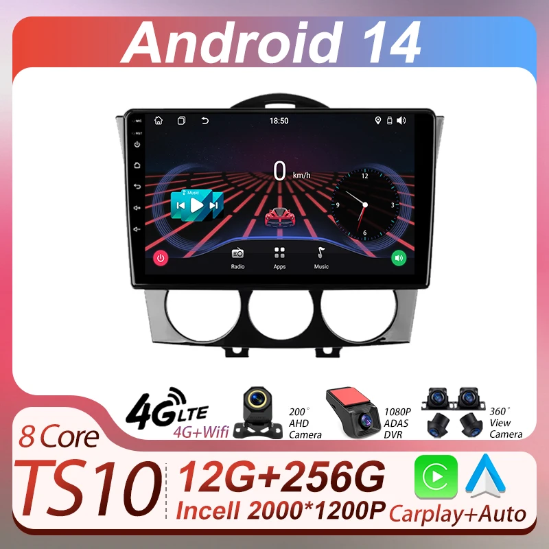 

Car Radio Player For Mazda RX-8 SE 2003 - 2008 Android Carplay Auto Screen Stereo Head Unit Mirror Link Touch Screen Bluetooth